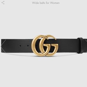 Gucci Marmont Double G Black Gold Belt Size 75